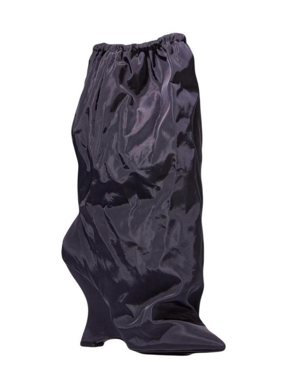 Women's Black Nylon Wedge Heeled Boots